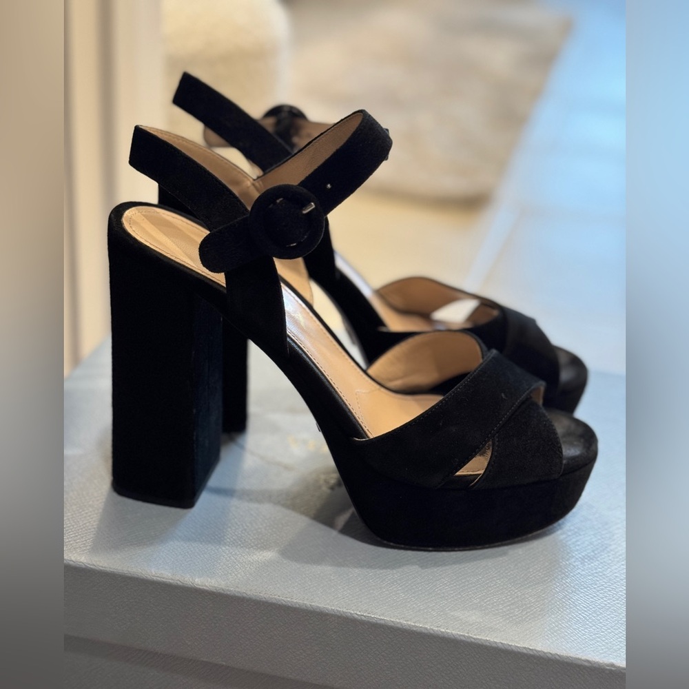 PRADA authentic black suede platform sandals.